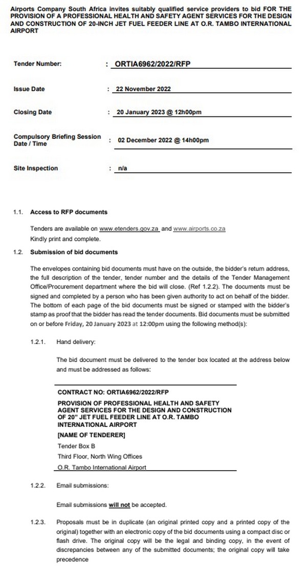 Design & construction of 20 inch jet fuel feeder line at OR Tambo
