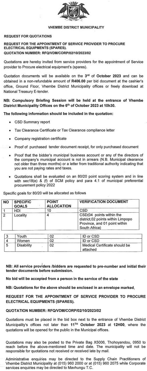 Provision of electrical equipment